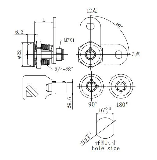 Security Euro Cylinder Key Code Vintage Wardrobe Cam Locks